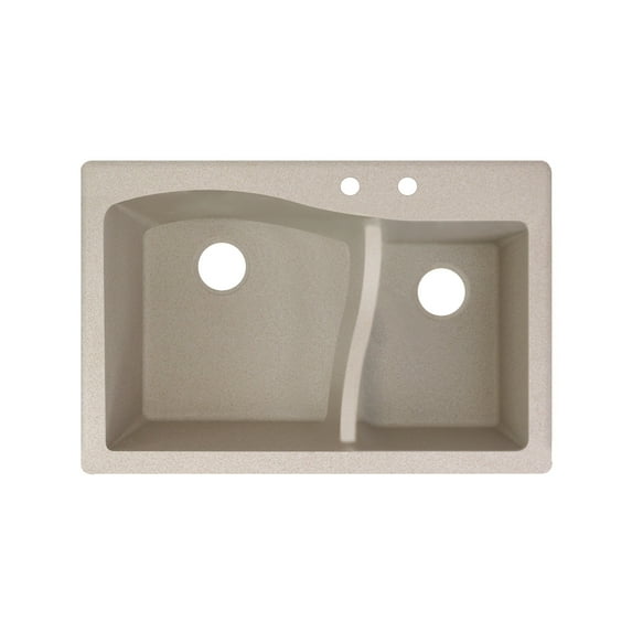 Transolid Aversa SilQ Granite 33-in. Drop-in Kitchen Sink with 2 BC Faucet Holes in Cafe Latte
