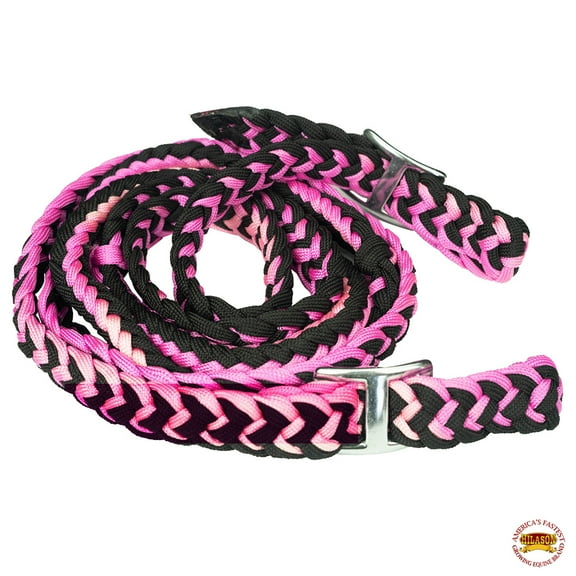 1" X 8Ft Hilason Braided Poly Barrel Reins Horse Racing Flat Grip Knots