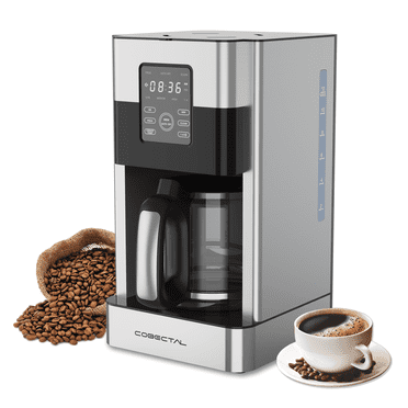 Cobectal 12-CupStainless Steel Drip Coffee Maker with Glass Carafe, Programmable Coffee Machine Self-Cleaning