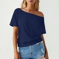 thumbnail image 2 of Essentials Womens Tees Tops Basic Shirts Solid Off Shoulder Cropped Slim Going Out Fall Fashion Y2K Clothes 2025, 2 of 6