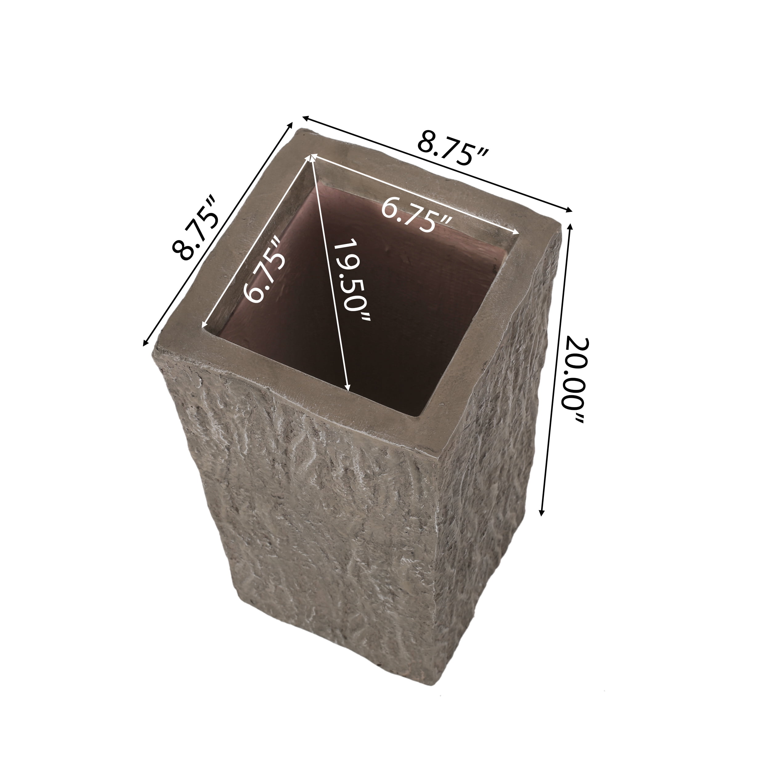 Berkamn Outdoor Cast Stone Planter, Small Brown Wood