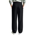 thumbnail image 2 of FGVCTG Mens Pleated Dress Pants, Classic Fit Stretch Waist Loose Lightweight Trousers Straight Casual Work Dress Slacks with Belt Loop Black 2XL, 2 of 7