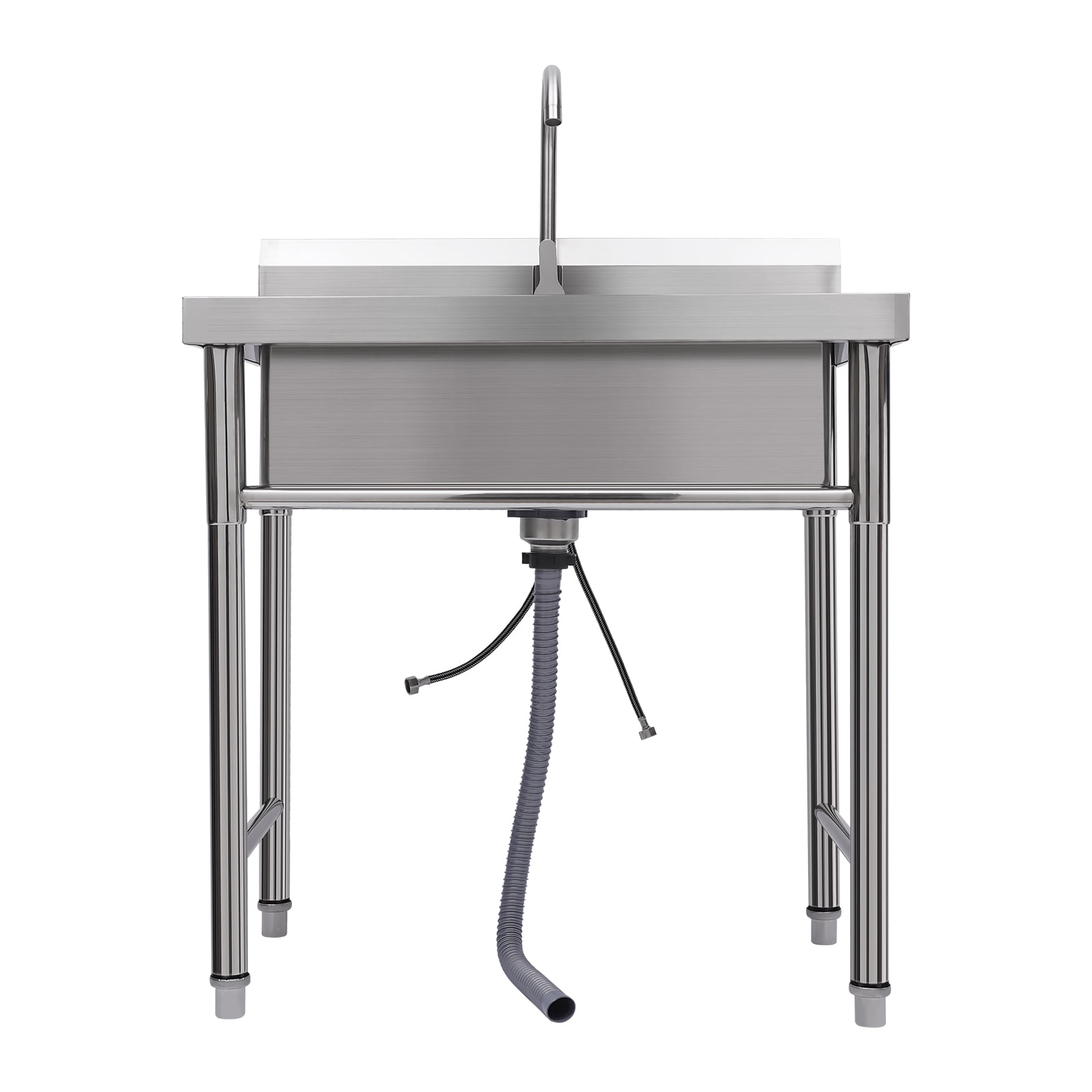 Dwellnix Heavy-Duty Utility Sink, Stainless Steel Folding Sink with Faucet and Large Capacity, Ideal for Kitchen, Laundry, and Outdoor Applications