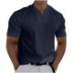 thumbnail image 1 of Hombres Casual Sólido Con Bolsillos Deportes De Manga Corta Con Cuello En V Ropa De Entrenamiento De Fitness Camiseta Top Pompotops oipoqjl34279, 1 of 8