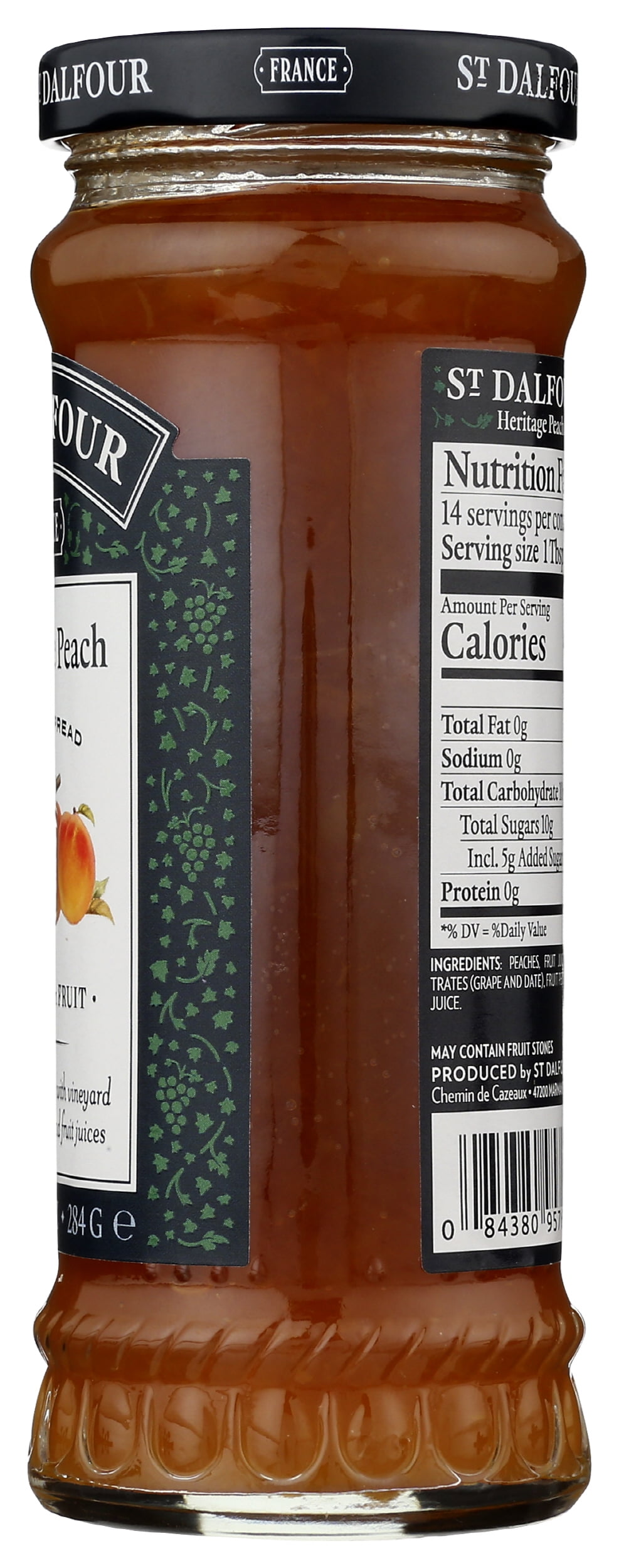 Pack of 6, St Dalfour Heritage Peach Fruit Spread, 10 oz