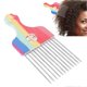 thumbnail image 3 of Peine afro metálico con mango ergonómico y acabado arcoíris para uso en salones de belleza y en el hogar., 3 of 5