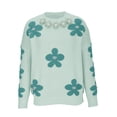 thumbnail image 1 of Timegard Hauts en Tricot pour Femmes Col Rond Manches Longues Chandail Fleuri Automne Hiver Mignon Chaud Confortable, 1 of 7