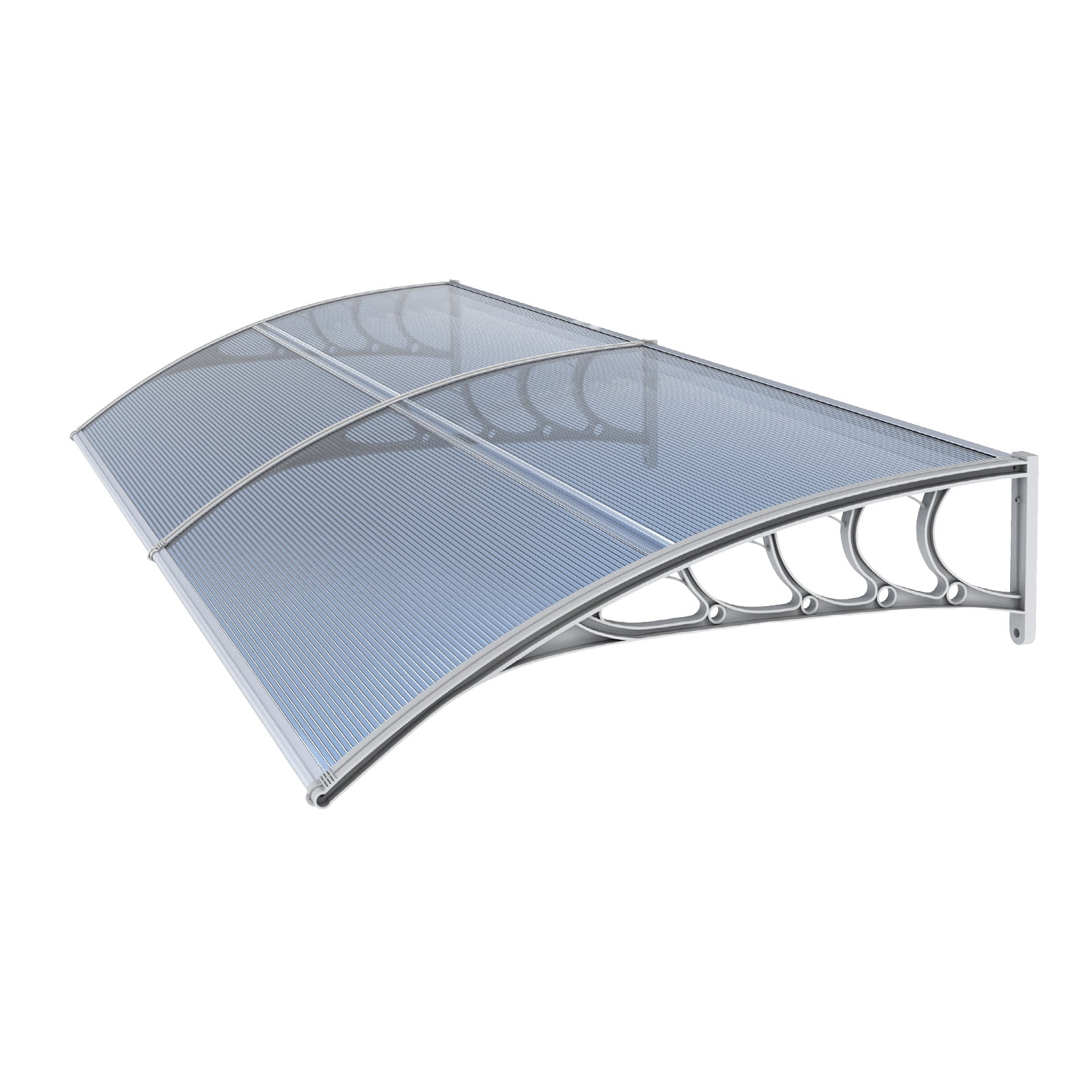 Clear Polycarbonate Door Window Awning, All Weather Rain UV Snow Protection Canopy with PP Bracket & Aluminum Reinforced Bar for Entryway AC Unit Patio Porch