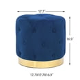 thumbnail image 4 of Homebeez Round Velvet Ottoman Footrest Stool Blue 17.7''D x 16.9''H, 4 of 8