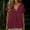 Wine, variant on Women's Cotton Linen Shirts Short Sleeve Deep V Neck Button Down Casual Loose Fit Solid Color Basic Tees Wine