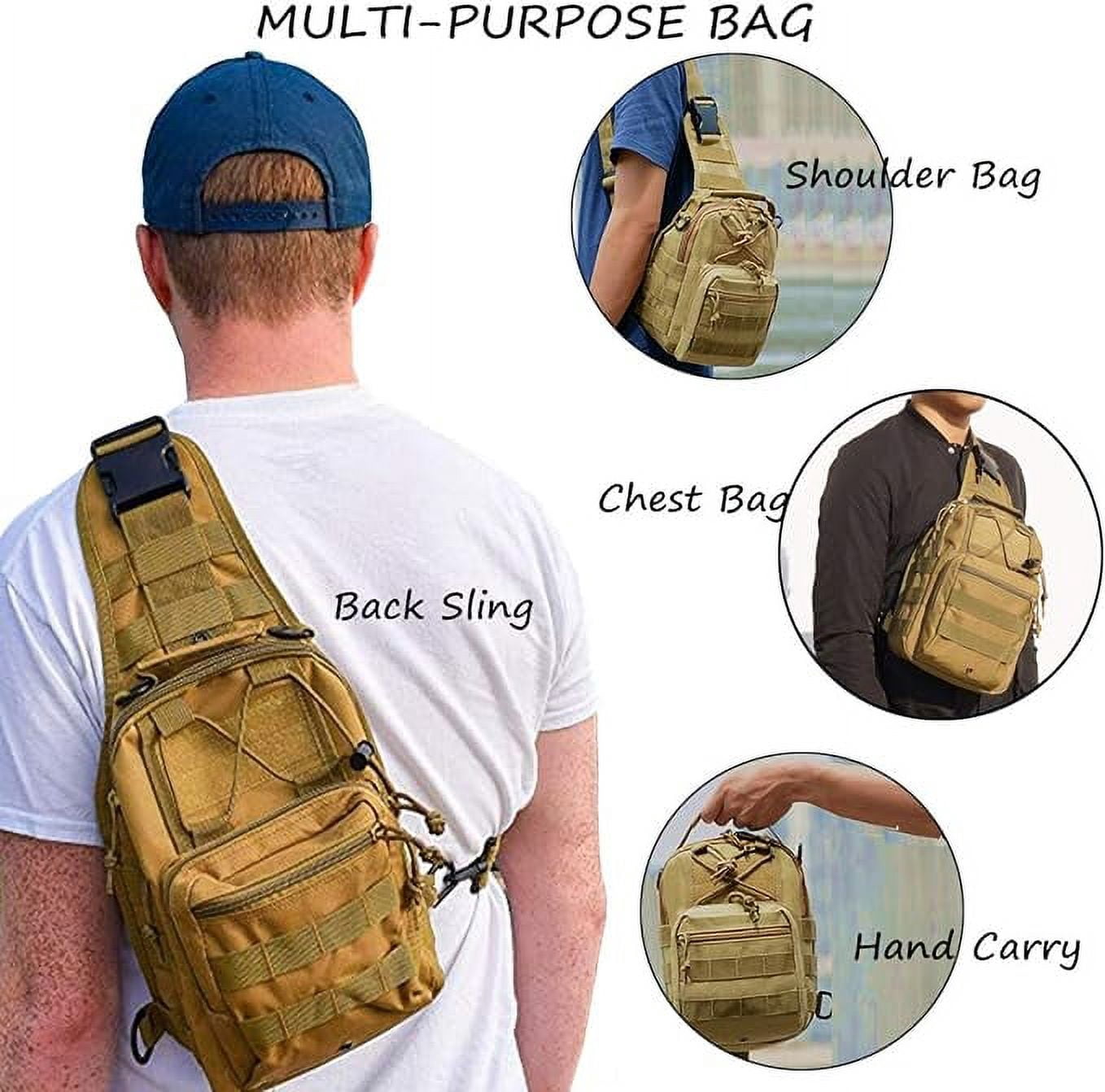 Sling Bag for Men, Crossbody Bags for Men, Oxford Waterproof Fabric Small Outdoor Chest Pack for Men with Adjustable Shoulder Strap, Green, 10.6 x 8.3 x 6.3In