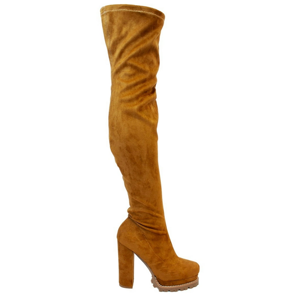 thigh boots block heel
