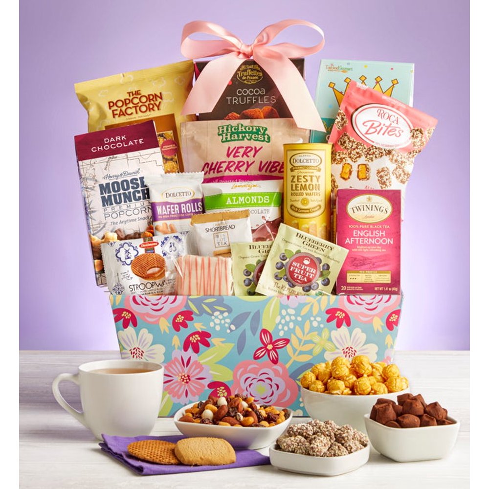 GreatFoods Tea, Cookies and Snacks Gift Basket for Women Grand
