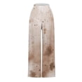thumbnail image 3 of CQONEPT Women's Printed Pants Elastic Waist Wide Leg Pants Drawstring Comfortable Loose Lounge Fashion Pants Khaki S, 3 of 4