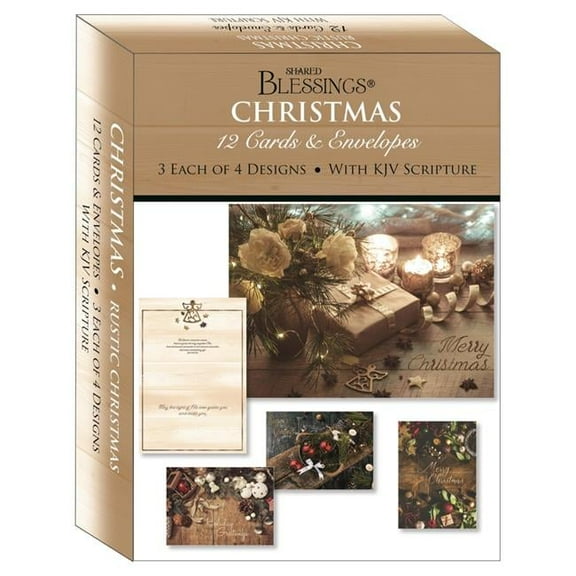 Shared Blessings-Christmas-Assorted & Rustic Card, Box of 12