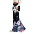 thumbnail image 4 of Women's Fashion Casual Loose Printed Wide-Leg Sports Pants with Christmas Print, Comfortable Home and Outdoor Wear, Elastic Waist with Drawstring for Easy Fit, Black, XL, 4 of 7