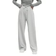 thumbnail image 3 of Womens Sweatpants Fall Baggy Wide Leg Sweatpant Fleece Lined Straight Leg Sweat Pants Gray L, 3 of 9