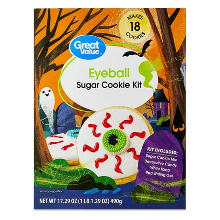 Great Value Eyeball Sugar Cookie Kit with Icing and Candy Eyes, Makes 18 Cookies