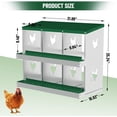 thumbnail image 2 of Bingirl Chicken Nesting Box 6 Compartments Laying Boxes, Metal Chicken Egg Laying Box with Rollout Egg Collection, Large Vented Holes Chicken Coop for Chickens, Hens (Green), 2 of 5