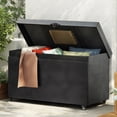 thumbnail image 4 of Harper & Bright Designs 200 Gallon Wicker Deck Box with Wheels, All-Weather Outdoor Storage Box, Rattan Storage Bin for Patio Furniture, Outdoor Cushions, Pool Storage and Garden Tools, Black, 4 of 16