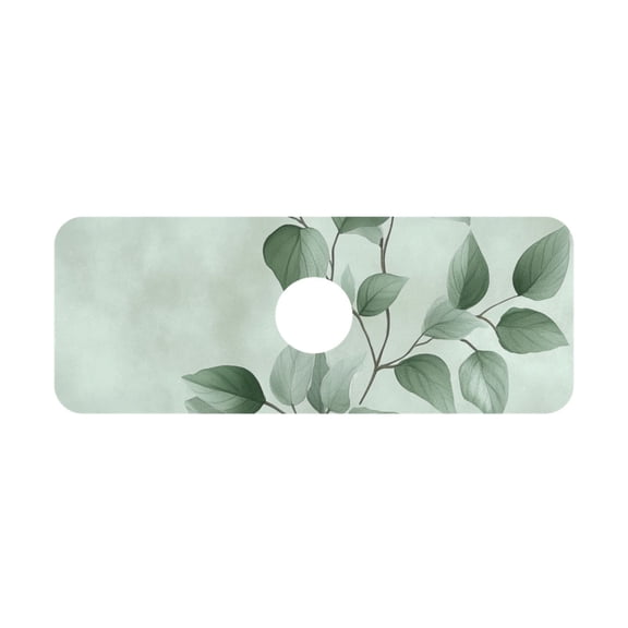 Watercolor Green Leaf Kitchen Sink Splash Guard, Silicone Sink Faucet Mat Dry Out the Kitchen Bathroom