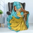 thumbnail image 4 of Wife Soft Flannel Fleece Throw Blanket, Dancing Romantic Happy Couple in Vintage Comic Book Art Style on a Blue Background, Cozy Plush for Indoor and Outdoor Use, 50" x 70", Multicolor, by Ambesonne, 4 of 5
