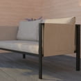 thumbnail image 3 of Merrick Lane Outdoor Love Seat/Sofa With Removable Beige Fabric Cushions And Black Steel Frame, 3 of 13