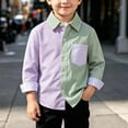 thumbnail image 2 of XYAIYT Striped Print Shirt for Toddler Boys Lightweight Comfy Loose Kids Long Sleeve Button Down Shirts with Pocket, 2 of 6