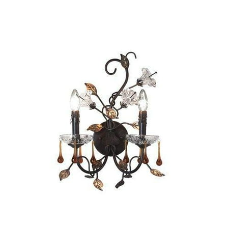 Eurofase Lighting Crystal Sconce - Eurofase 12247-011 Fiorenza 2-Light Wall Sconce, Bronze/Clear