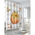 thumbnail image 3 of Fall Shower Curtain Pumpkin Shower Curtains for Bathroom Thanksgiving Decor, Waterproof Polyester Shower Curtain Set with Hooks, Standard Size 66" x 72" Sunflower Leaves Gray Plaid, 3 of 6