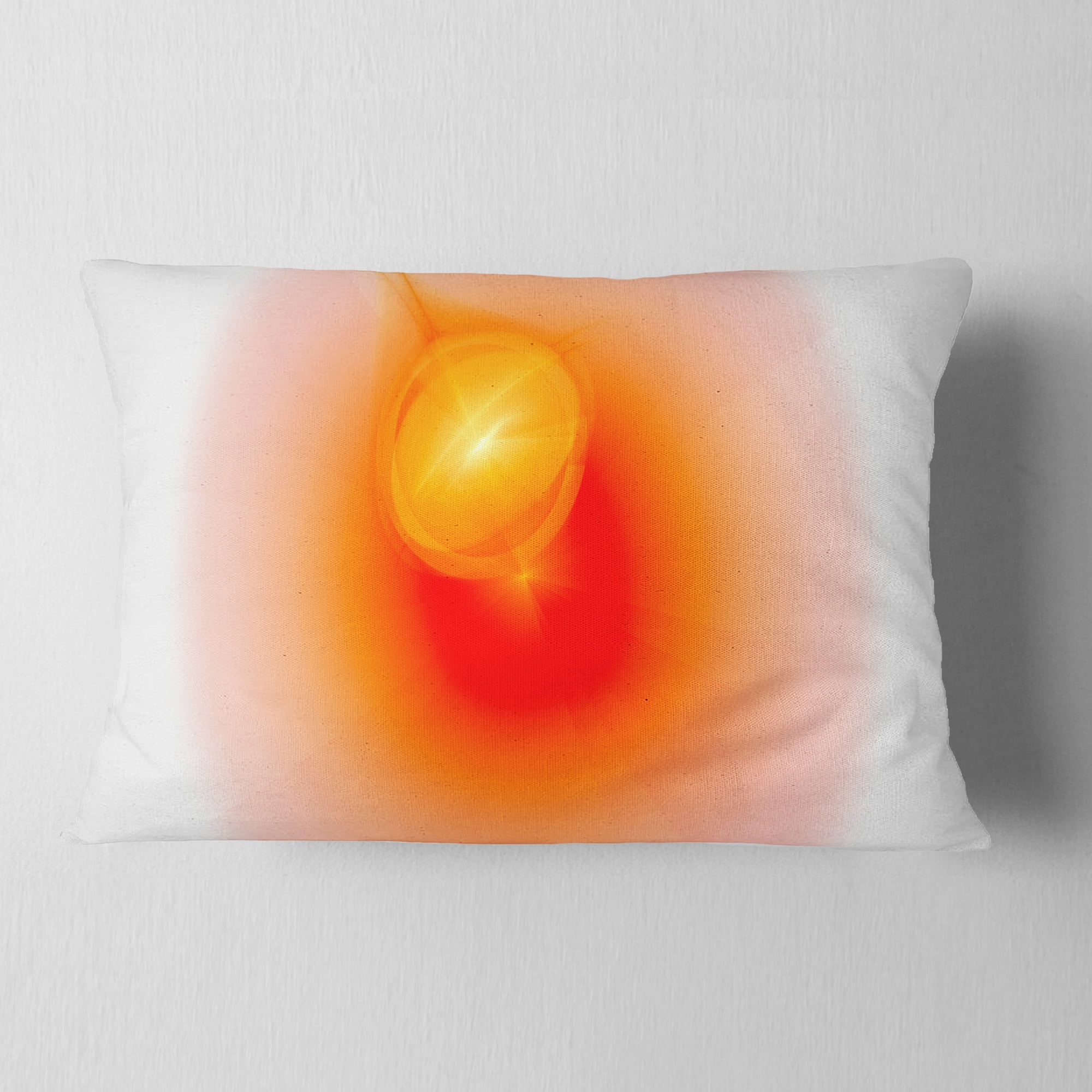 Designart Red Luminous Misty Sphere - Abstract Throw Pillow - 12x20
