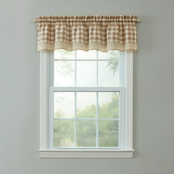 BrylaneHome Buffalo Check Rod-Pocket Valance