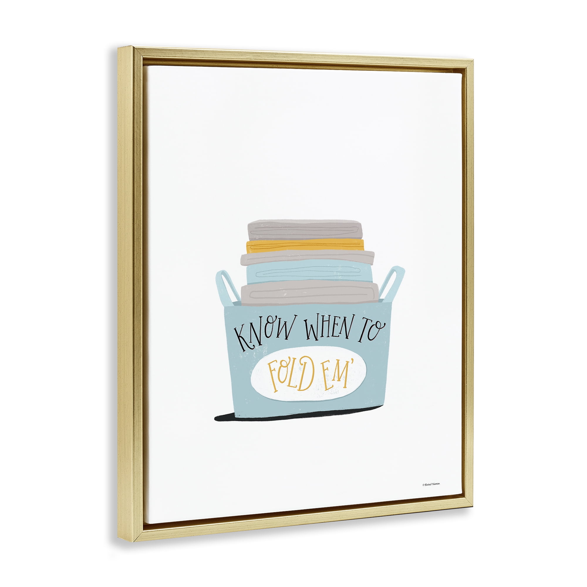 Stupell Industries Know When to Fold Typography Painting Gold Floater Framed Art Print Wall Art, 25 x 31