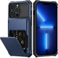 thumbnail image 1 of KOMI pour iPhone 13 Pro Max Étui avec Porte-Cartes [Ranger 5 Cartes] Double Couche Robuste Antichoc Étui Portefeuille iPhone 13 Pro Max avec Fente Cachée pour Cartes Étui de Rangement pour iPhone 13 Pro Max (Bleu), 1 of 5