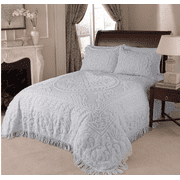 Beatrice Home Fashions Medallion Chenille, Queen, Gray