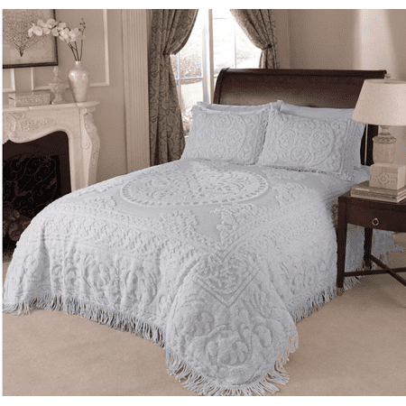 Beatrice Home Fashions Medallion Chenille Bedspread Queen Gray
