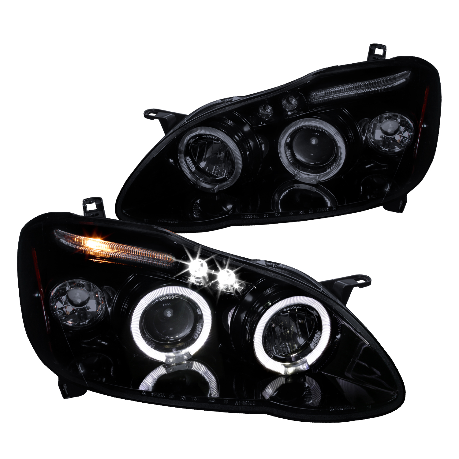 Spec D Tuning Halo Led Smoke Lens Glossy Black Housing Projector Headlights Compatible With Toyota Corolla 03 08 L R Pair Head Light Lamp Assembly Walmart Com
