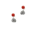 thumbnail image 2 of Delight Jewelry Silvertone Small Bulldog - Mascot Red Crystal Clip on Earrings, 2 of 5