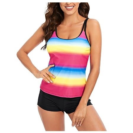 

Qcmgmg Women s High Waisted Paisley Print Tankini Strappy Tummy Control Bathing Suits Boyshorts Square Neck Swimsuits Plus Size XXXL