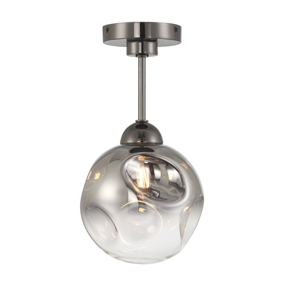 Metropolitan N5362 Neveh 8" Wide Semi-Flush Globe Ceiling Fixture - Gun Metal