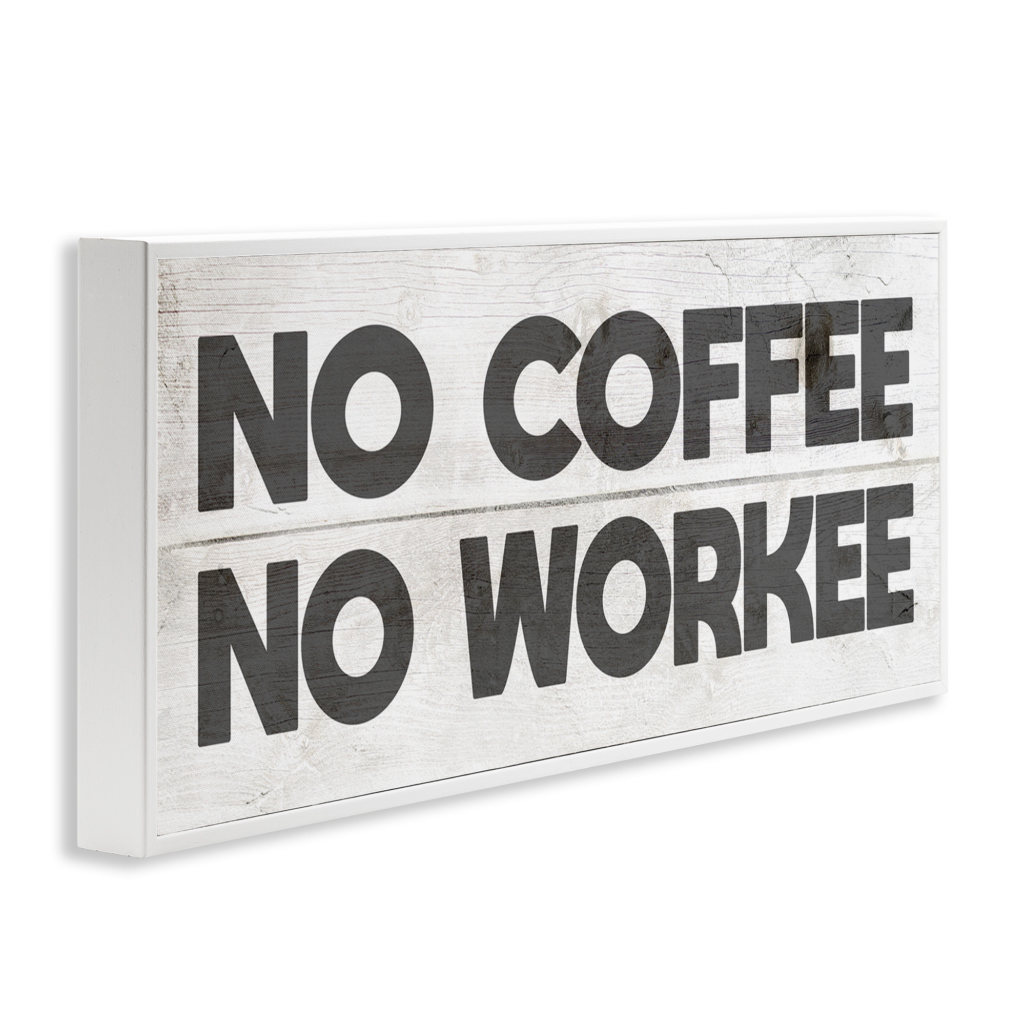 Stupell Industries No Coffee Funny Office Phrase Typography Painting White Framed Art Print Wall Art, 24 x 10