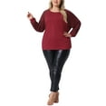 thumbnail image 2 of Agnes Orinda Plus Size Sparkle Sequin Tops for Women Long Sleeve Shimmer Glitter Party Shirts Blouses 1X Burgundy, 2 of 6