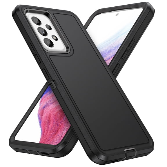 for Samsung Galaxy A53 5G Phone Case, Hybrid Hard PC Back Silicone EVA Shockproof Protective Dustproof Non-Slip Heavy Duty Rugged Phone Case Cover for Samsung Galaxy A53 5G, Black