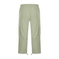 thumbnail image 5 of HKYNLAG Mens Cargo Shorts Below Knee Casual Elastic Waist Drawstring Work Capris Relaxed Fit Hiking Long Short Pants with Multi Pockets Light Green S, 5 of 5