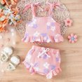thumbnail image 2 of Happy Town Newborn Baby Girls Summer Clothes Infant Girls Sling Shorts Set for 1-18M, 2 of 7