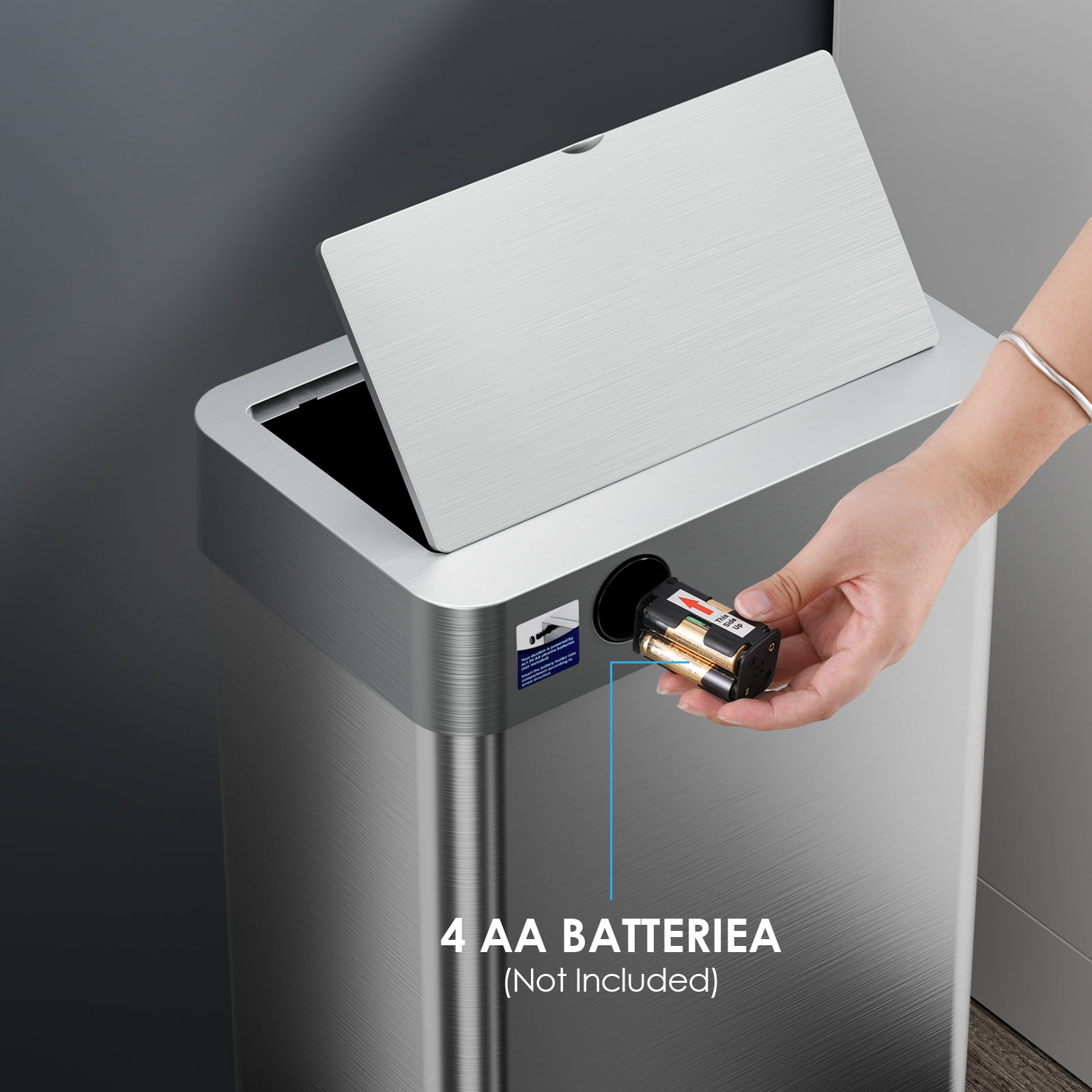 TLSUNNY 60 L Automatic Kitchen Trash Can, Motion Sensor Stainless Steel Garbage Bin with Quiet Close Lid