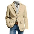 thumbnail image 4 of Pandaie Boys Wedding Fit Formal Suit Corduroy Lapel Single Breasted Blazer Jacket for Dress Up Outfits Beige,7-8 Years, 4 of 6