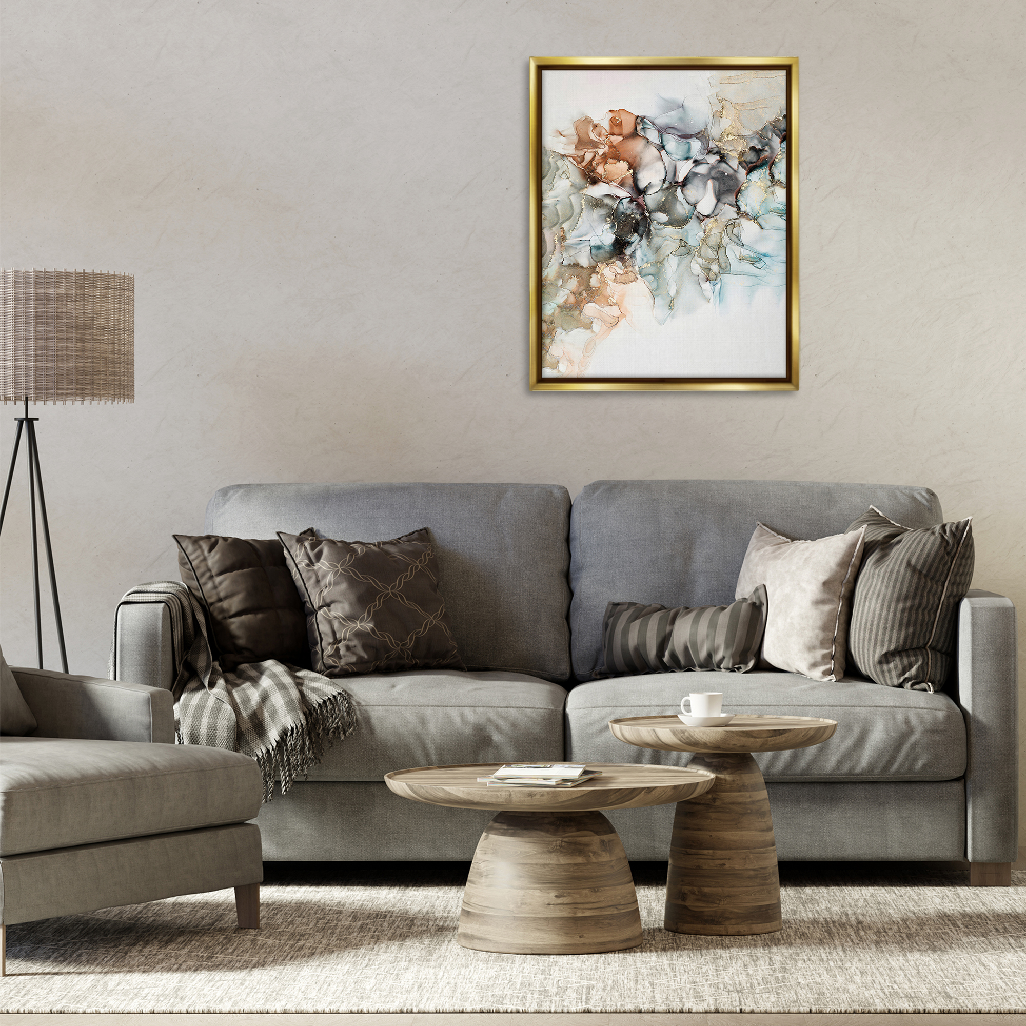 Stupell Industries Fluid Abstract Glam Detail Abstract Painting Gold Floater Framed Canvas Art Print Wall Art, 25 x 31