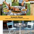 thumbnail image 6 of Elastic Fitted Round Tablecloth, Black Grey Vintage Waterproof Stretch Table Cover for 36"-44" Tables, Retro Abstract Art Washable Outdoor Tablecloths for Patio, Picnic, Camping, 6 of 9