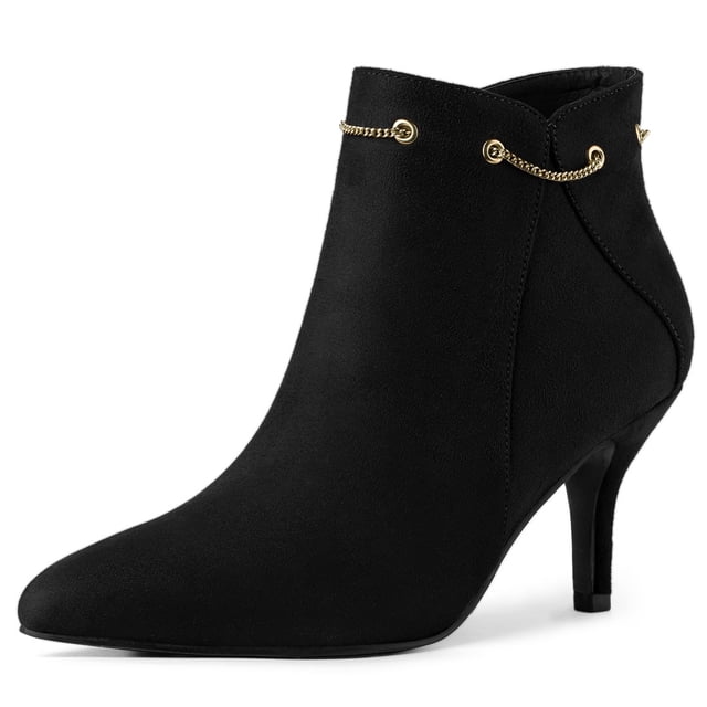 Unique Bargains Bottines à Talons Aiguilles pour Femmes à Bout Pointu avec Fermeture Éclair